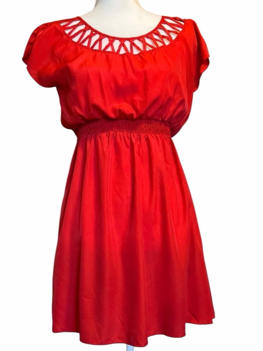Sequin Heart Red Cutout Dress EC  Size Small